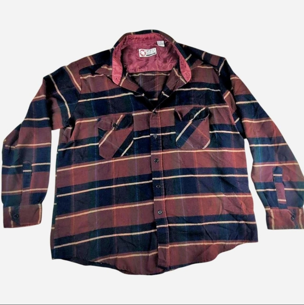Sports Afield Vintage red orange‎ flannel acrylic made in Hong Hong size xl